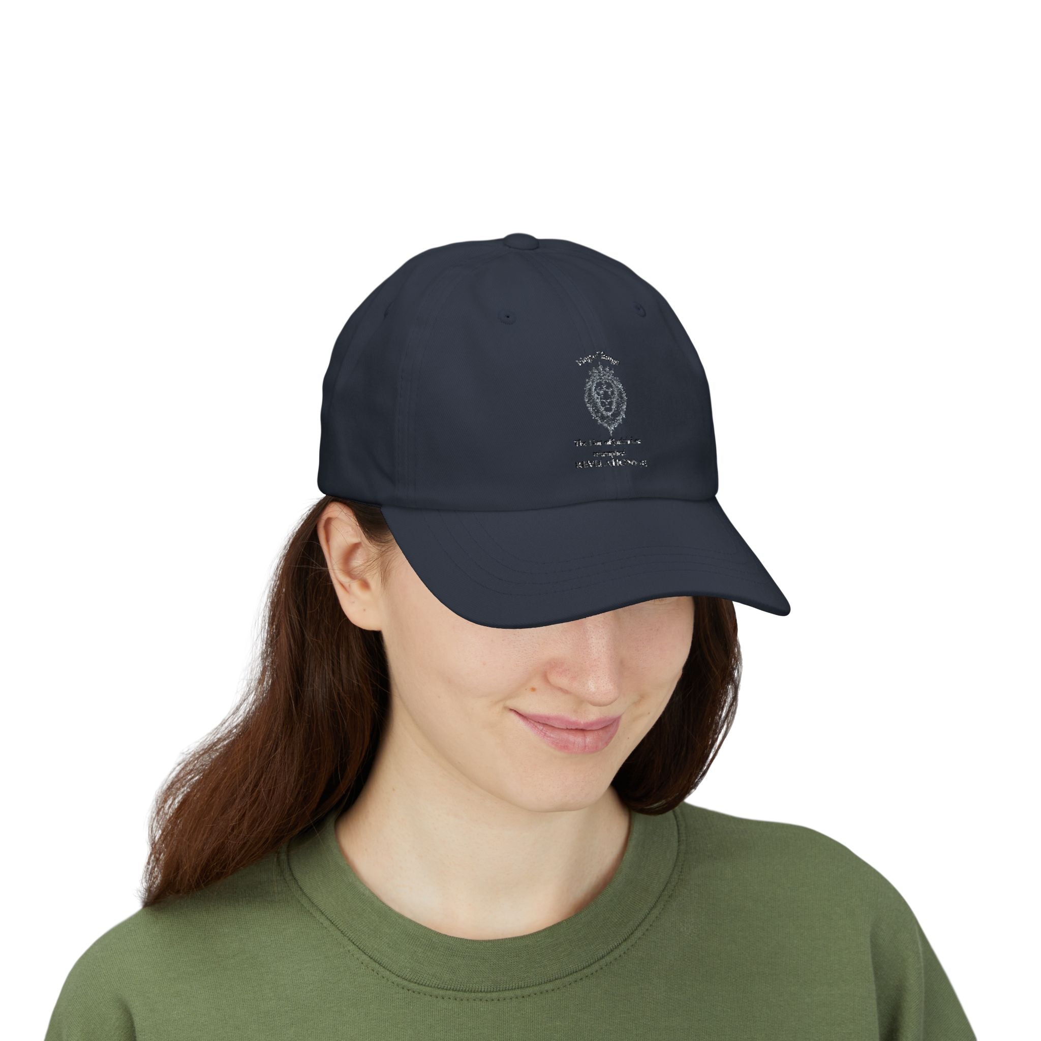 Lion Crest Dad Cap — Small Cross Embroidery, Faith-Inspired Baseball Hat