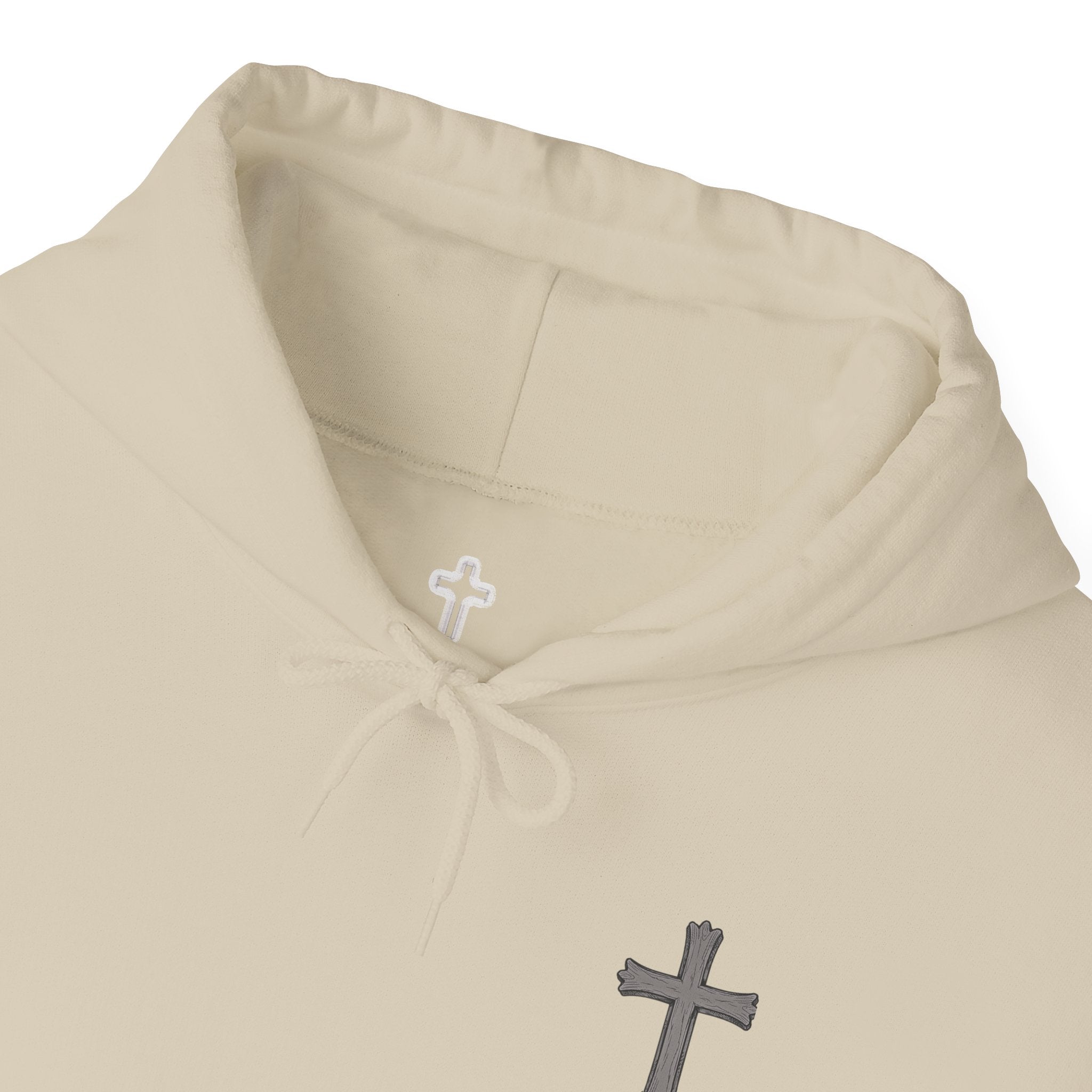 Cross Hoodie with Crown of Thorns — "By His Wounds We Are Healed" Isaiah 53:5 Religious Pullover