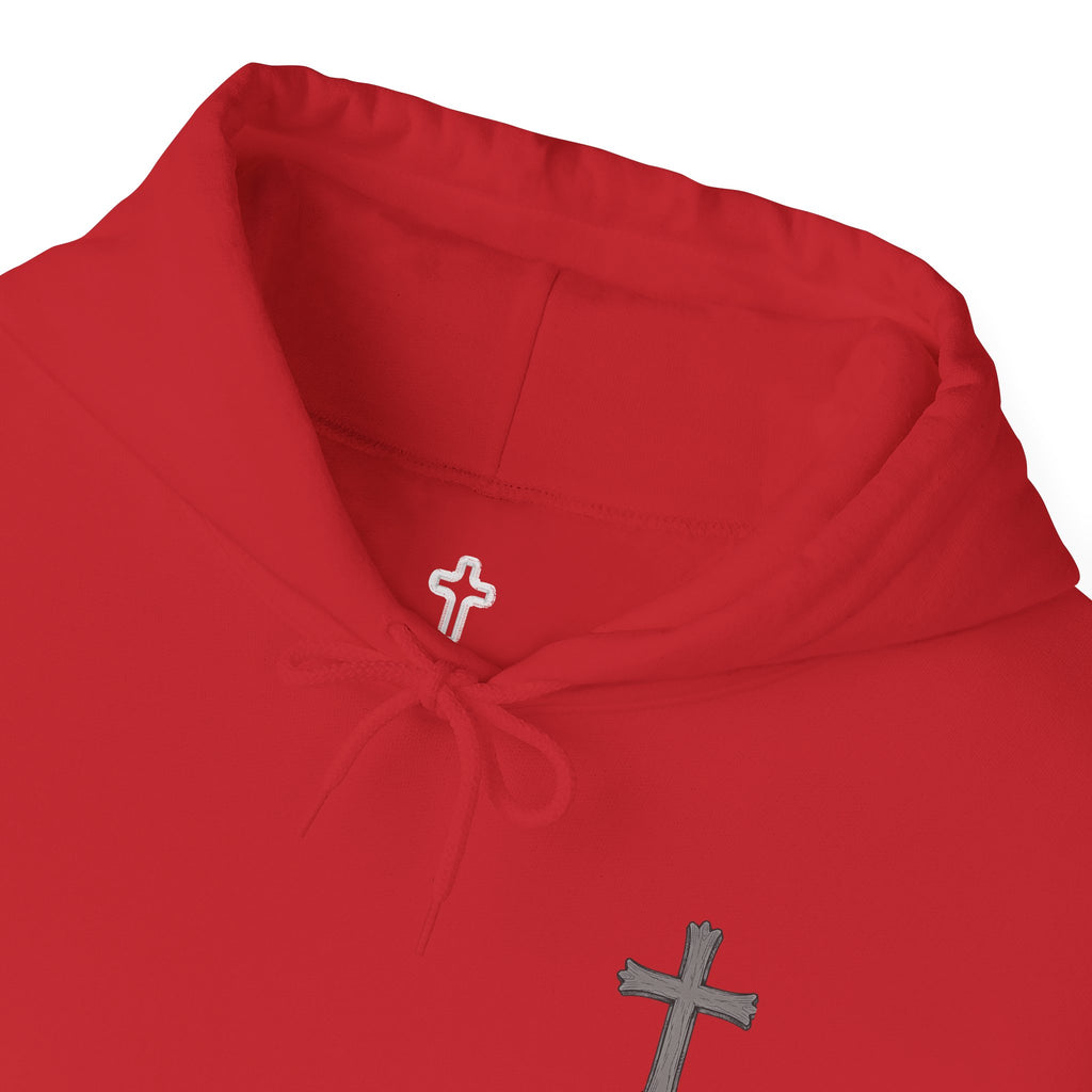 Cross Hoodie with Crown of Thorns — "By His Wounds We Are Healed" Isaiah 53:5 Religious Pullover