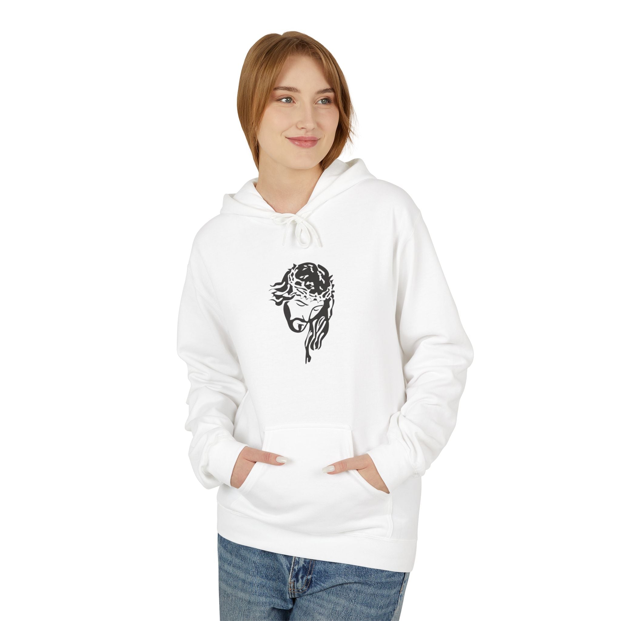 Christian Hoodie — 'Jesus My Savior' Illustrated Lamb & Shepherd Faith Pullover