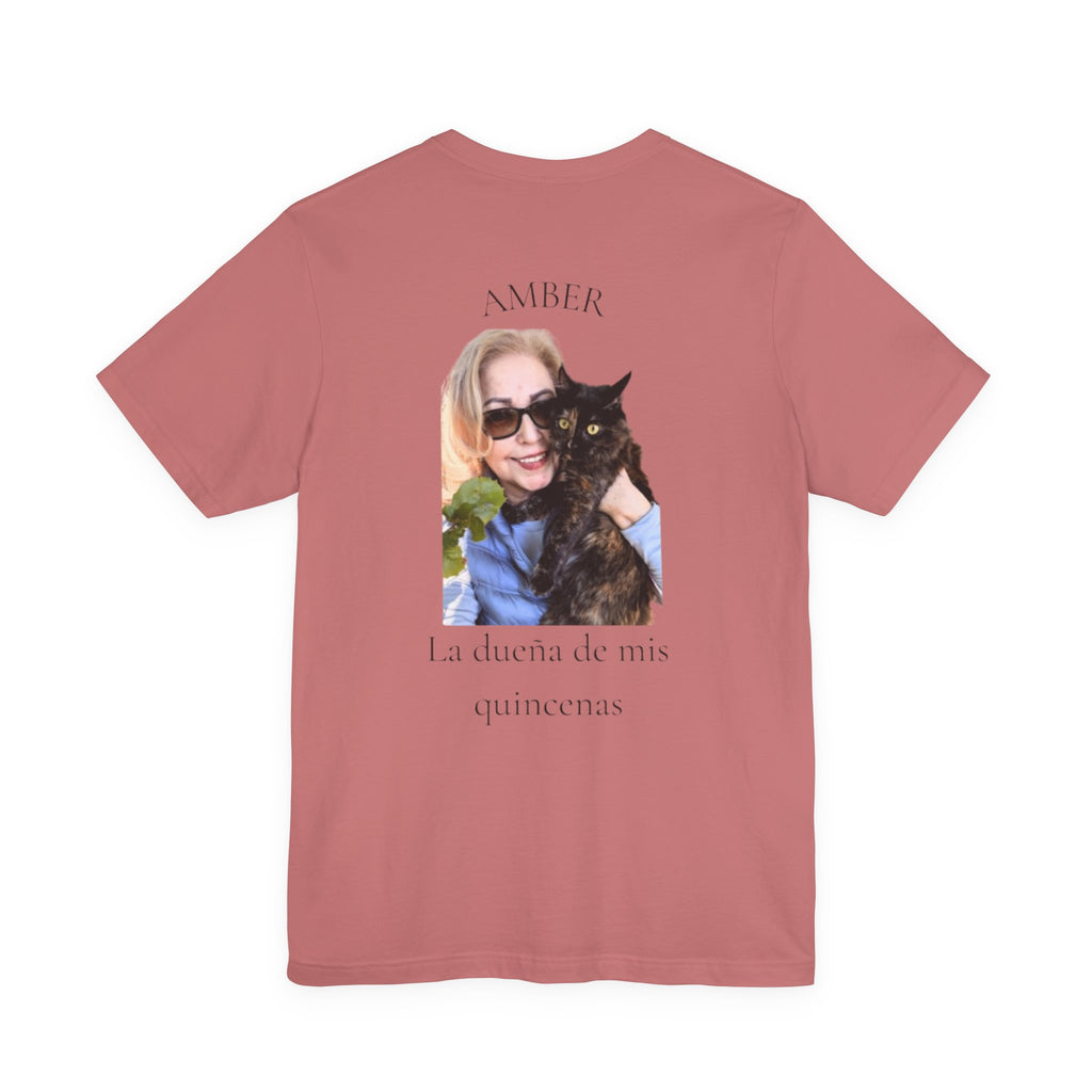 Custom Photo Memorial Tee — Personalized Name ‘Amber’ with Portrait and Floral Accent