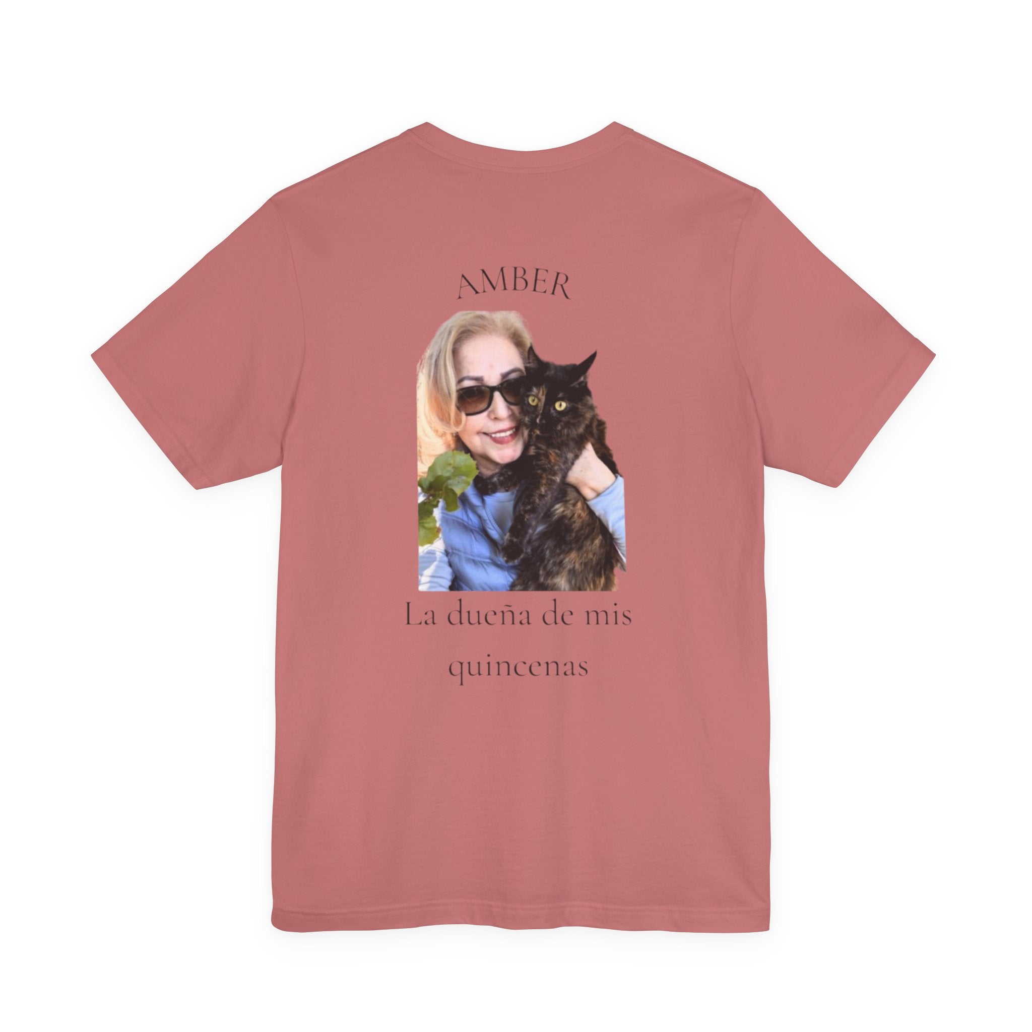 Custom Photo Memorial Tee — Personalized Name ‘Amber’ with Portrait and Floral Accent