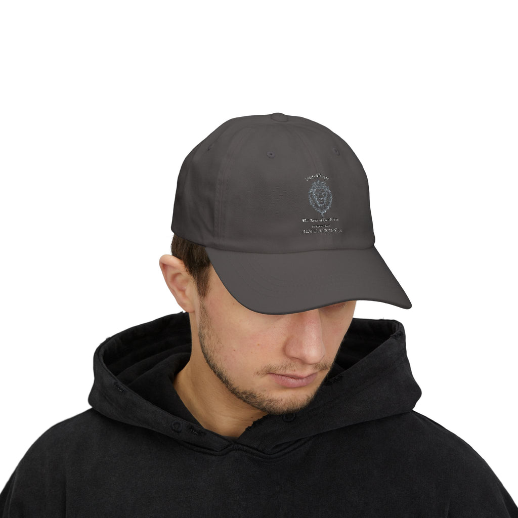 Lion Crest Dad Cap — Small Cross Embroidery, Faith-Inspired Baseball Hat