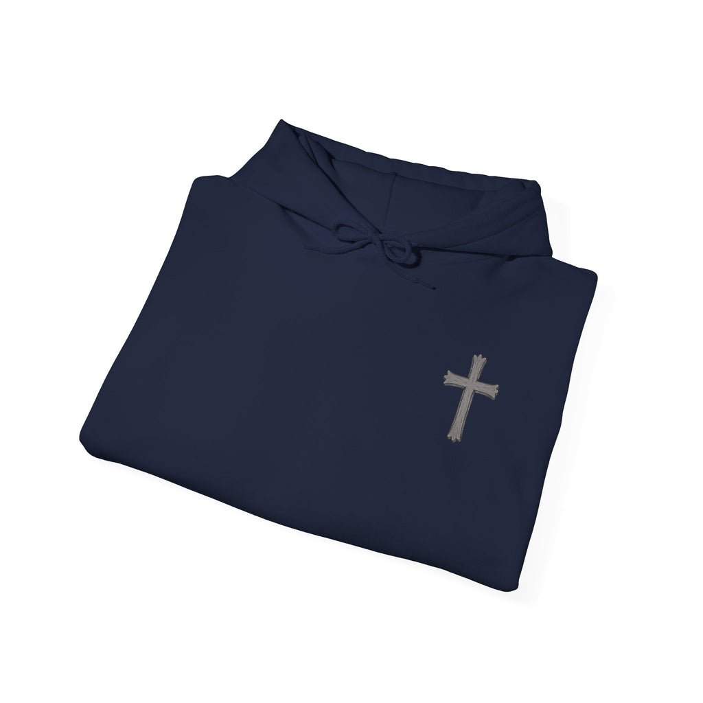 Cross Hoodie with Crown of Thorns — "By His Wounds We Are Healed" Isaiah 53:5 Religious Pullover