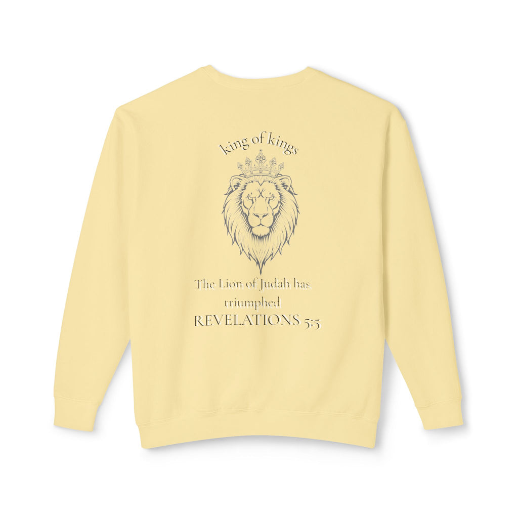 Lion Crewneck Sweatshirt — "King of Kings" Bible Verse Design