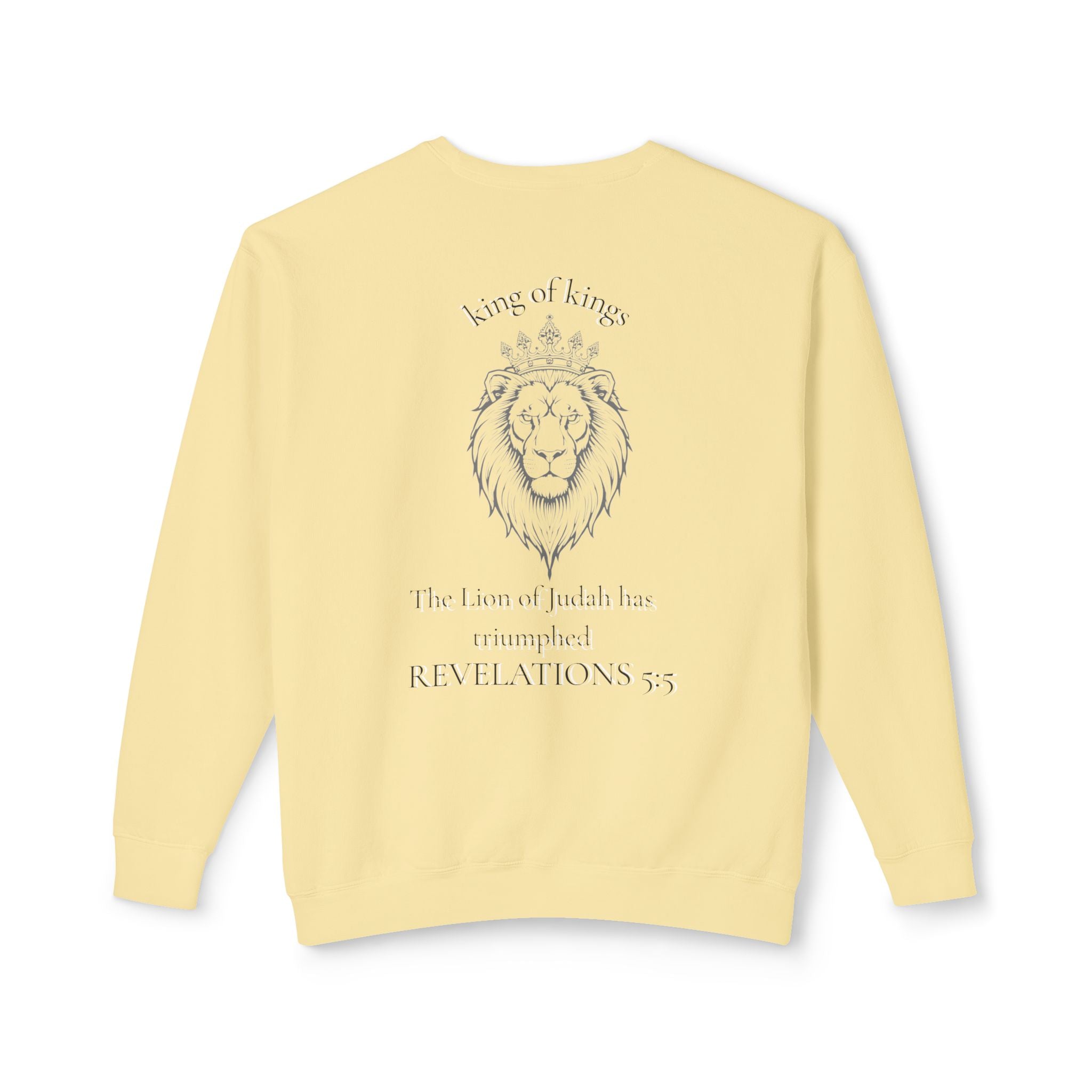 Lion Crewneck Sweatshirt — "King of Kings" Bible Verse Design