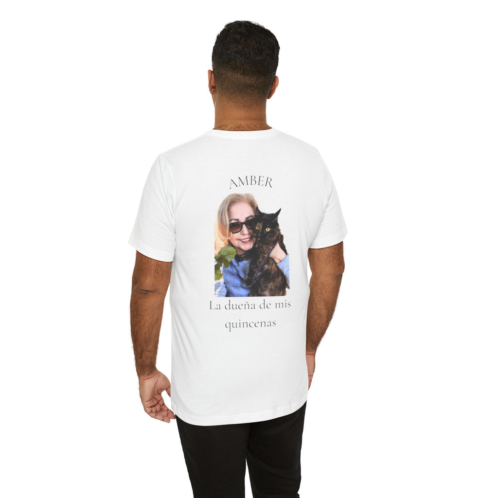 Custom Photo Memorial Tee — Personalized Name ‘Amber’ with Portrait and Floral Accent