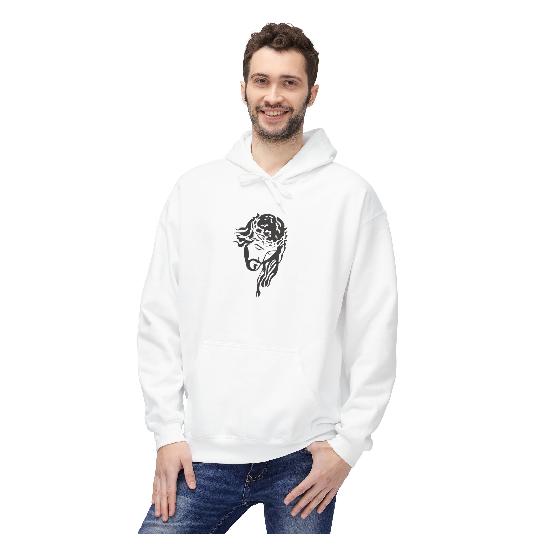 Christian Hoodie — 'Jesus My Savior' Illustrated Lamb & Shepherd Faith Pullover