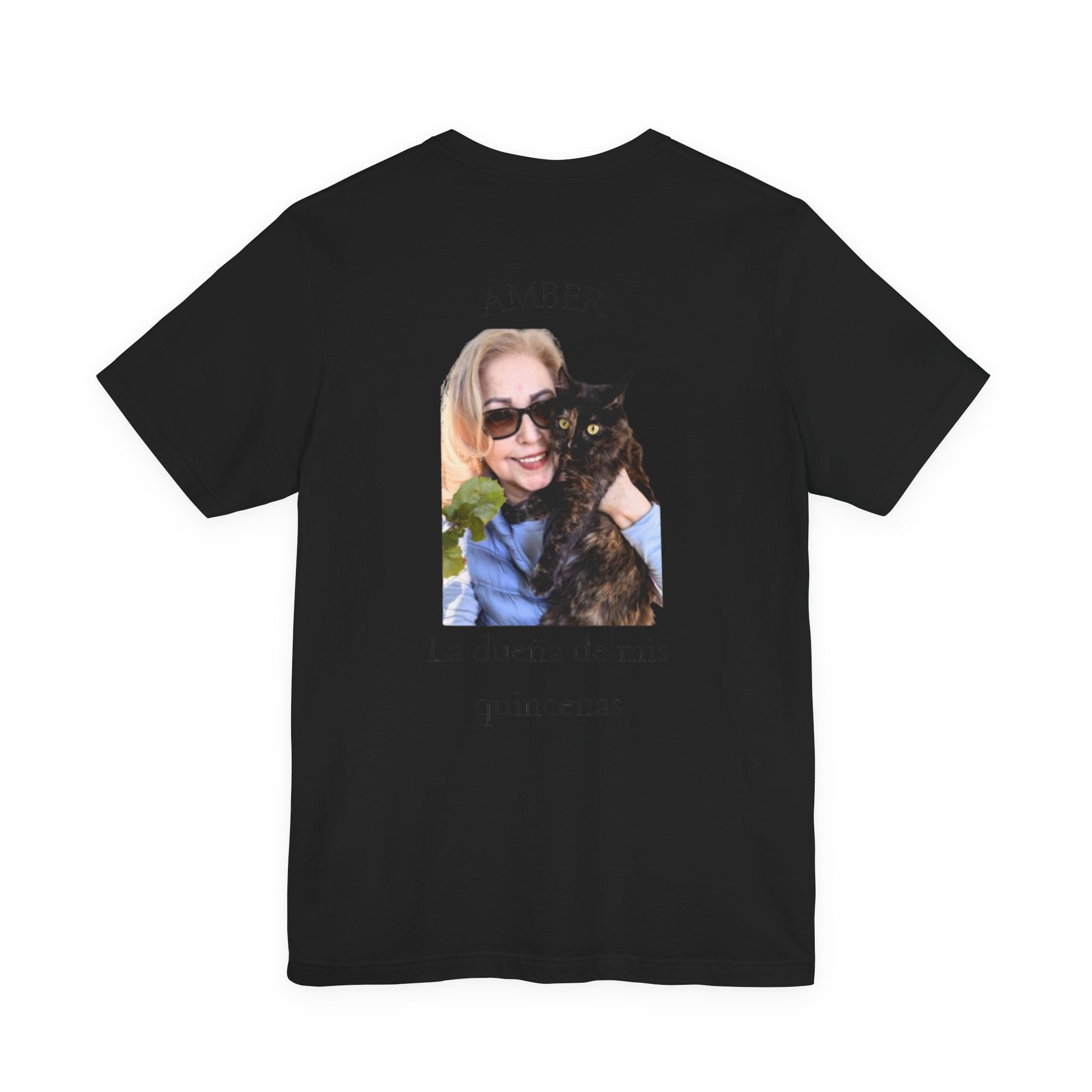 Custom Photo Memorial Tee — Personalized Name ‘Amber’ with Portrait and Floral Accent