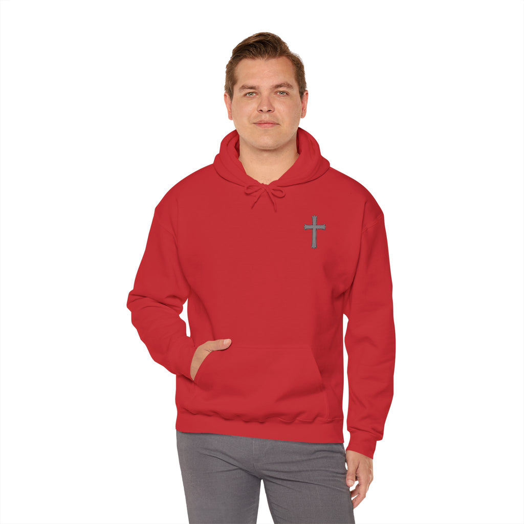 Cross Hoodie with Crown of Thorns — "By His Wounds We Are Healed" Isaiah 53:5 Religious Pullover
