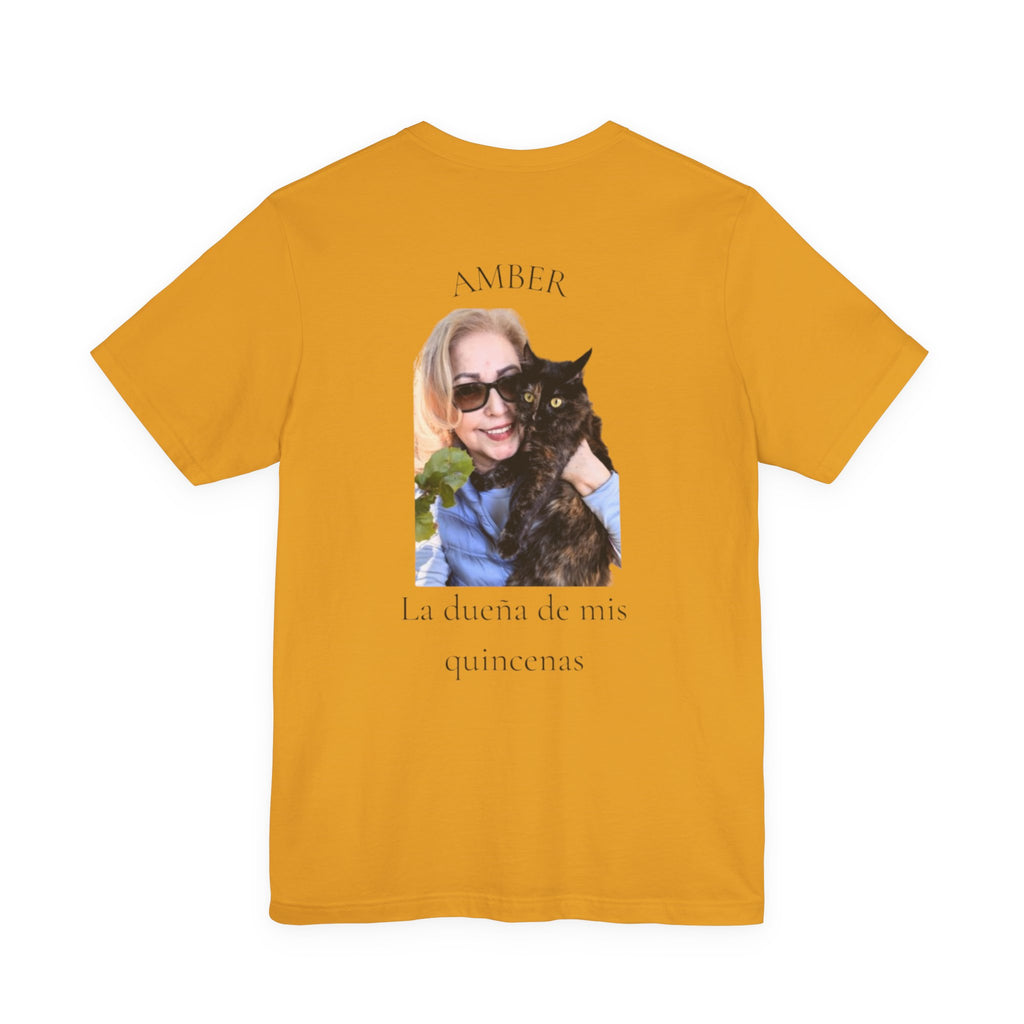 Custom Photo Memorial Tee — Personalized Name ‘Amber’ with Portrait and Floral Accent
