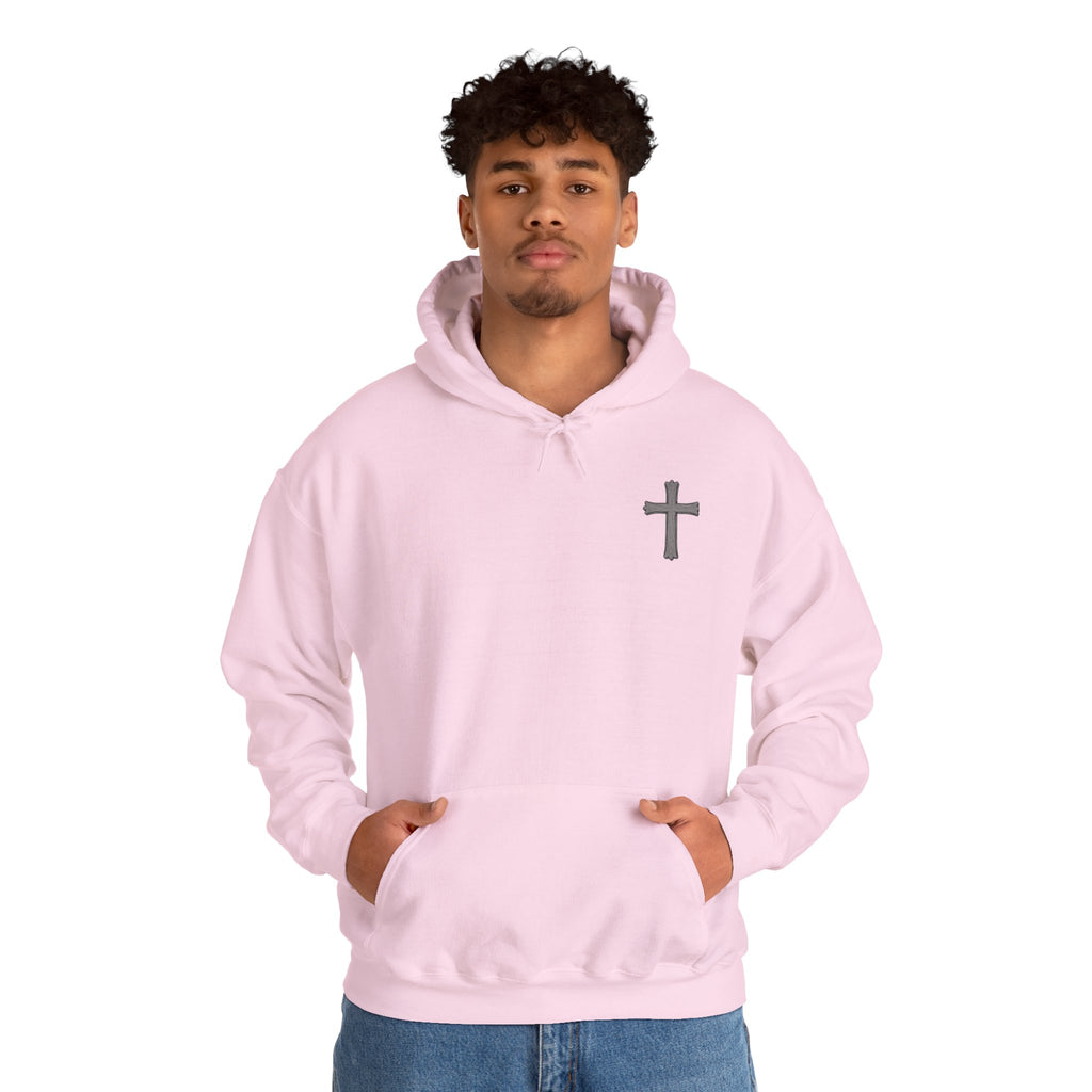 Cross Hoodie with Crown of Thorns — "By His Wounds We Are Healed" Isaiah 53:5 Religious Pullover