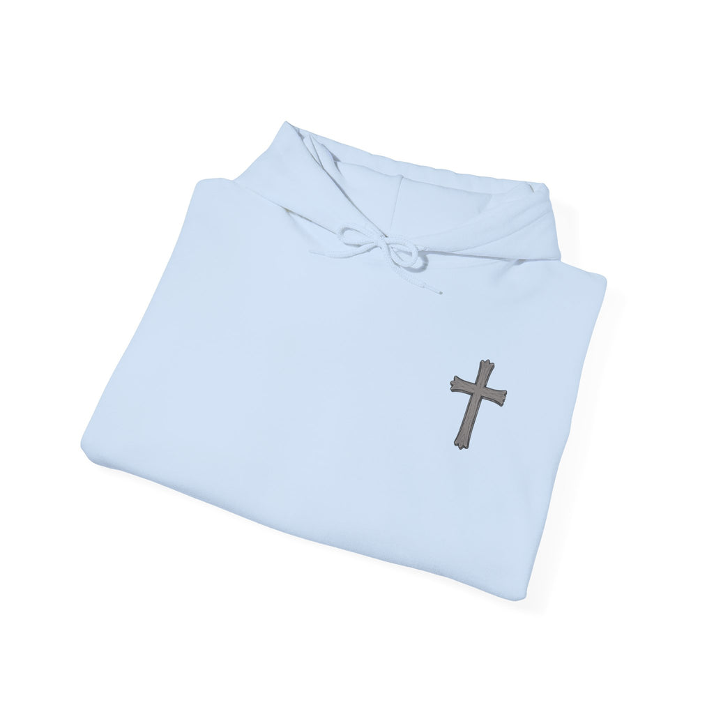 Cross Hoodie with Crown of Thorns — "By His Wounds We Are Healed" Isaiah 53:5 Religious Pullover
