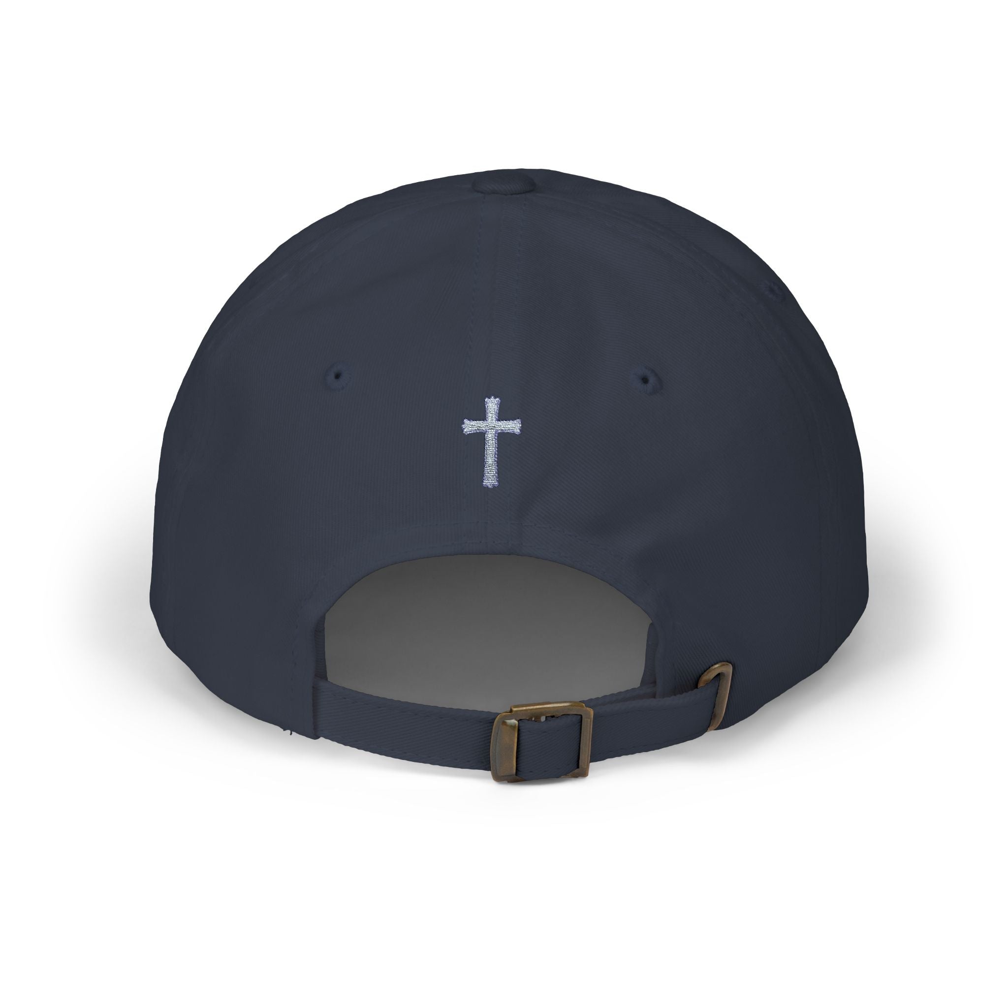Lion Crest Dad Cap — Small Cross Embroidery, Faith-Inspired Baseball Hat