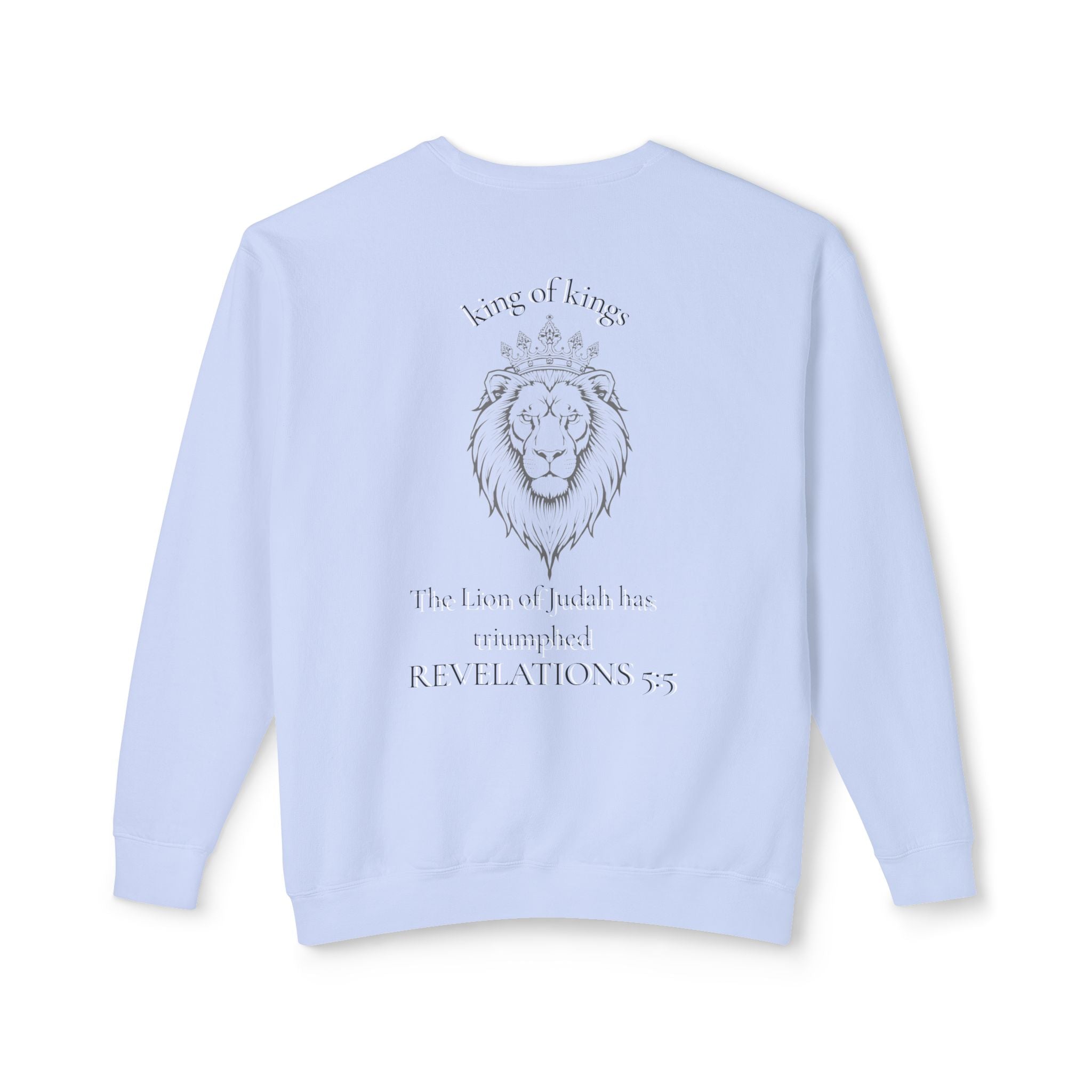 Lion Crewneck Sweatshirt — "King of Kings" Bible Verse Design