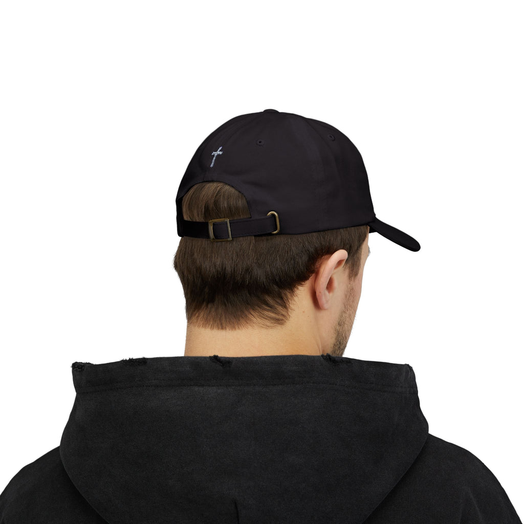 Lion Crest Dad Cap — Small Cross Embroidery, Faith-Inspired Baseball Hat