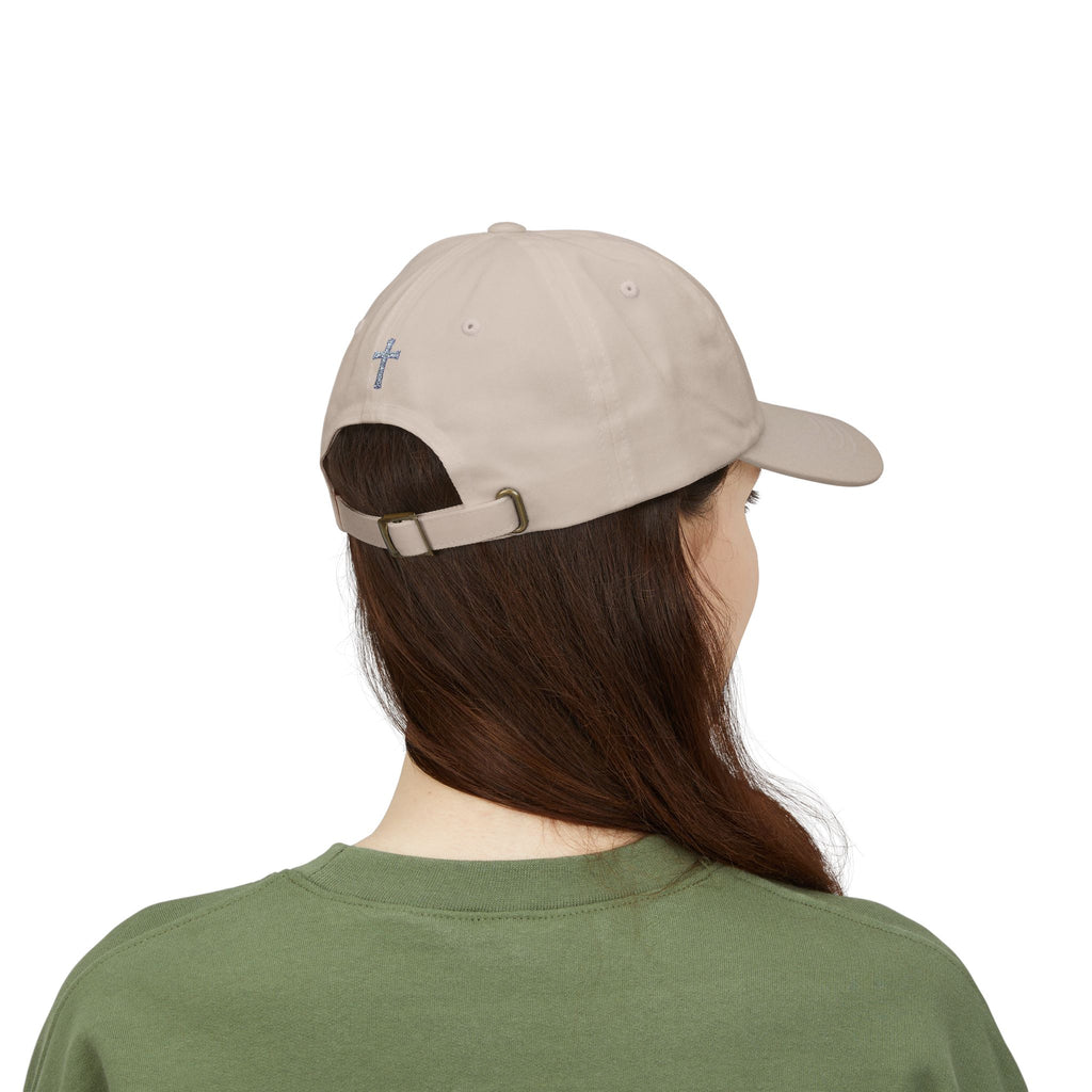 Lion Crest Dad Cap — Small Cross Embroidery, Faith-Inspired Baseball Hat