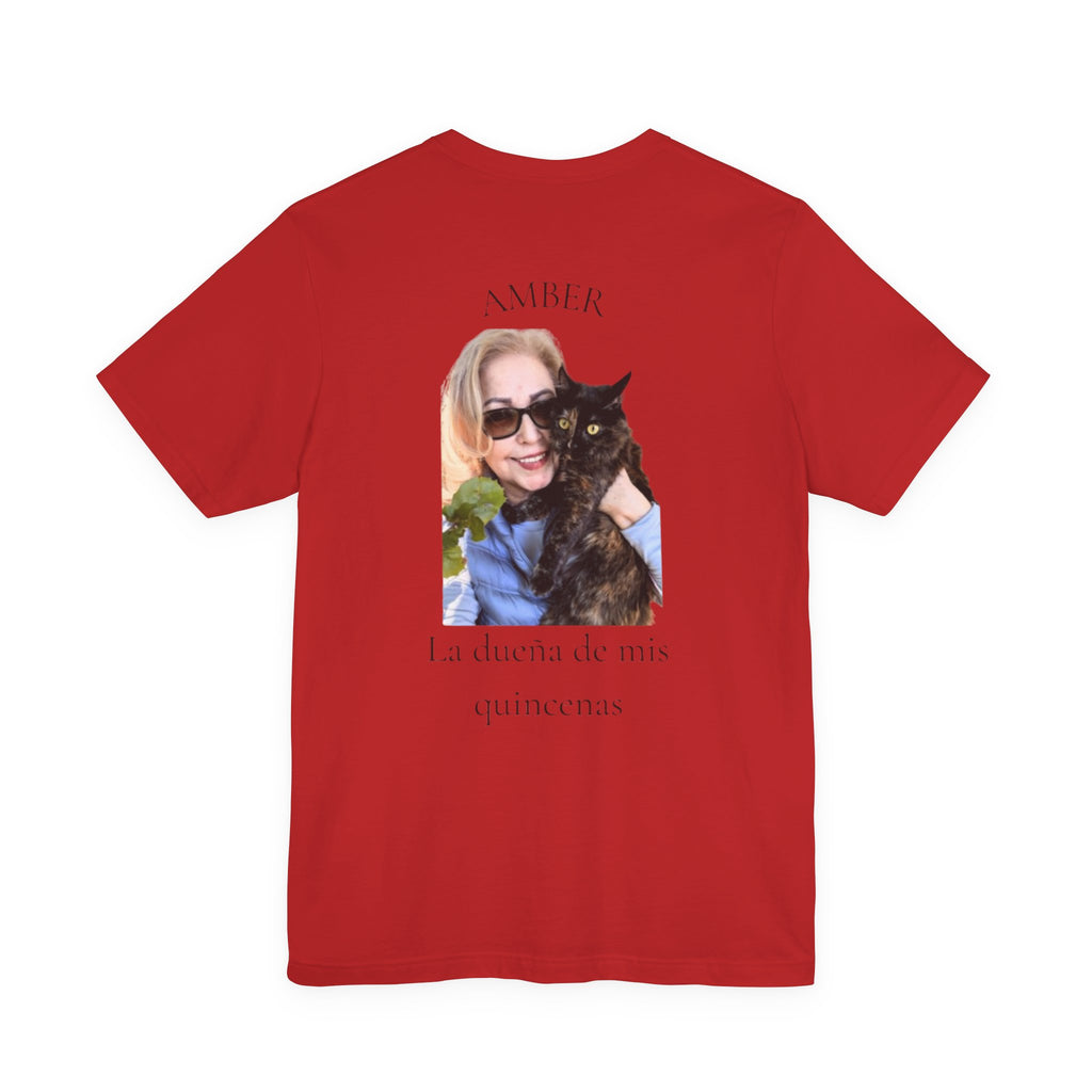 Custom Photo Memorial Tee — Personalized Name ‘Amber’ with Portrait and Floral Accent