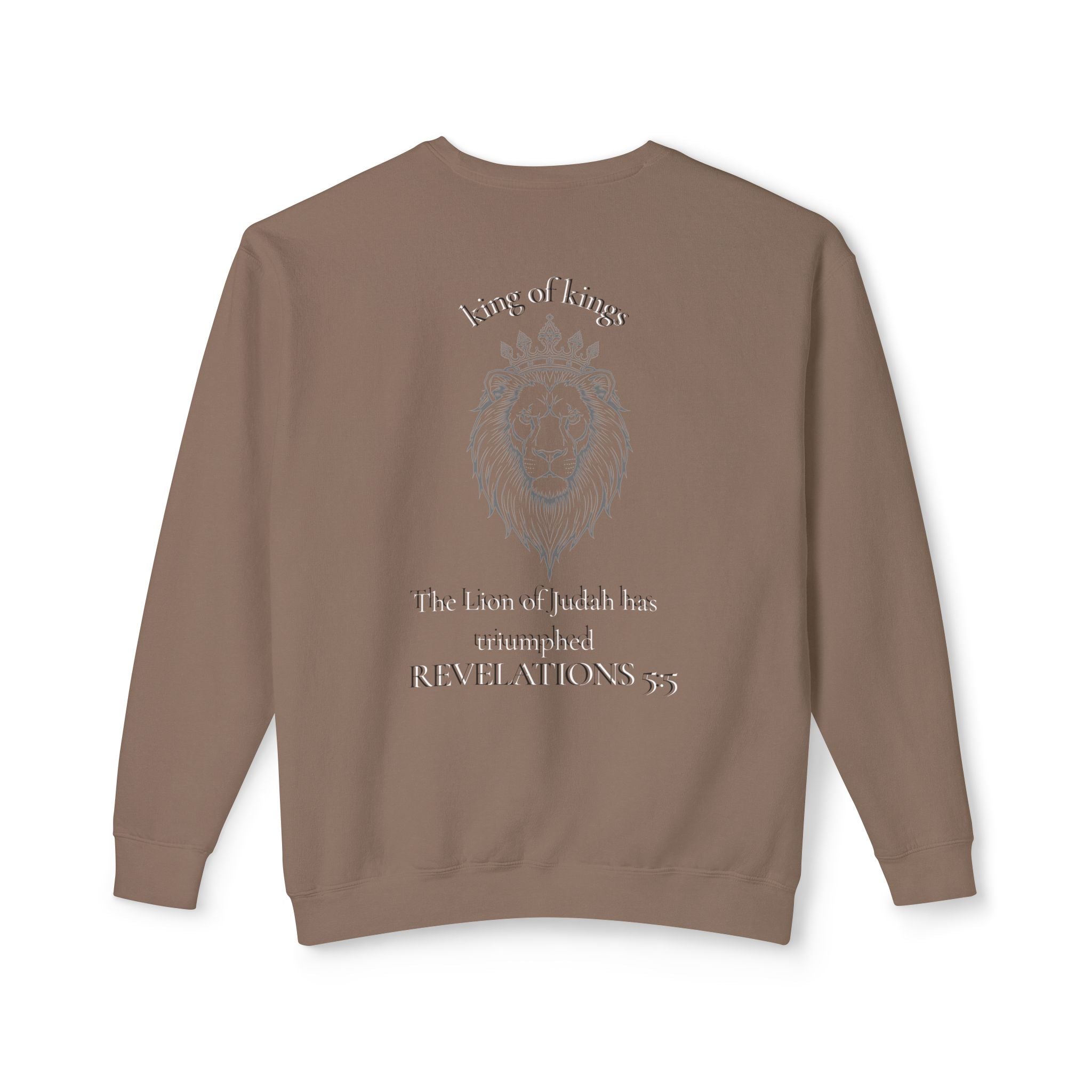 Lion Crewneck Sweatshirt — "King of Kings" Bible Verse Design