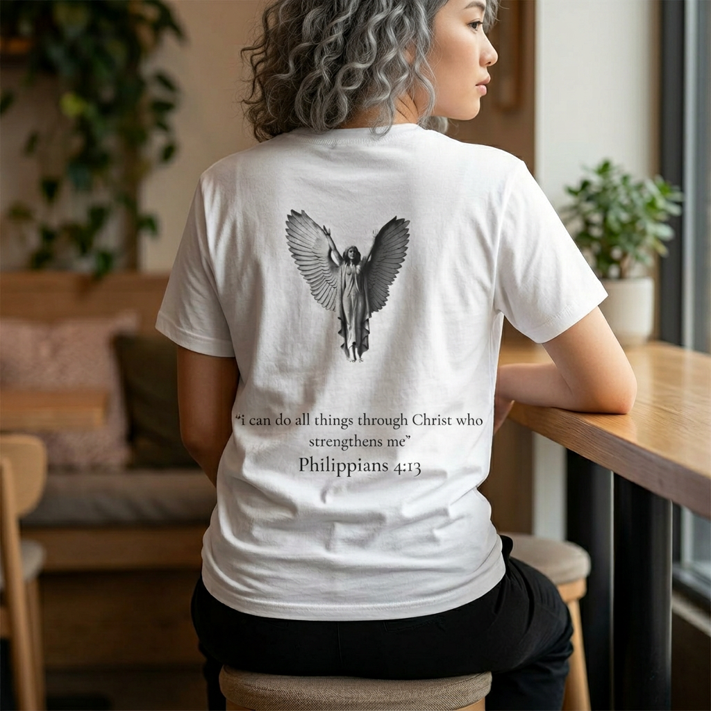 Philippians 4:13 Angel T-Shirt — 'I Can Do All Things' Christian Tee